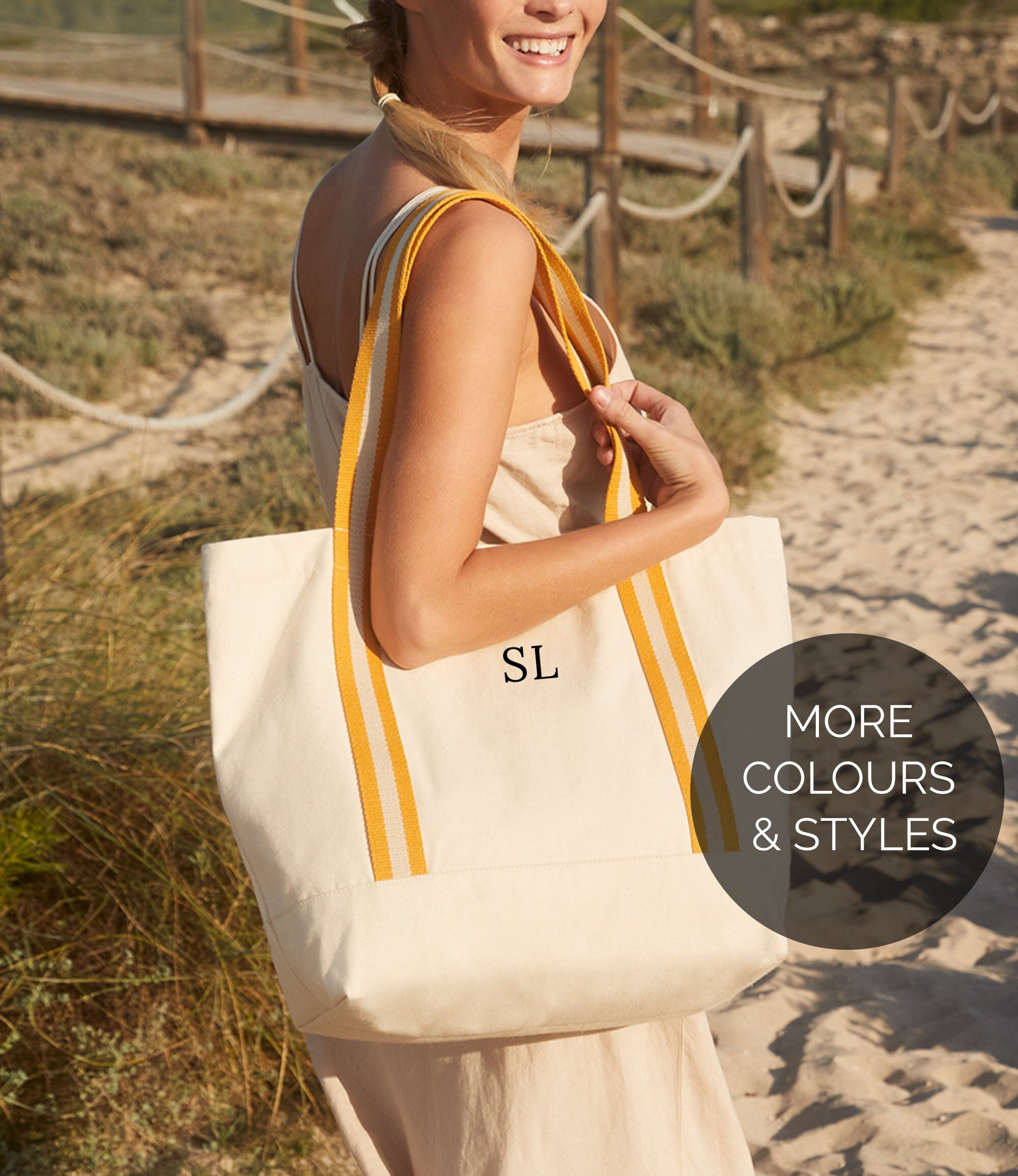 Modern Monogram Beach Tote Bag