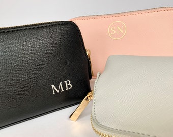 Personalised Faux Leather Makeup Bag, Makeup, Wash Bag, Monogram, Gift for Her, Christmas Gift, Bridesmaid Proposal Gift.