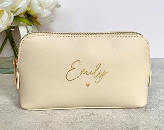 Personalised Faux Leather Makeup Bag, Make Up Bag, Cosmetic Bag.