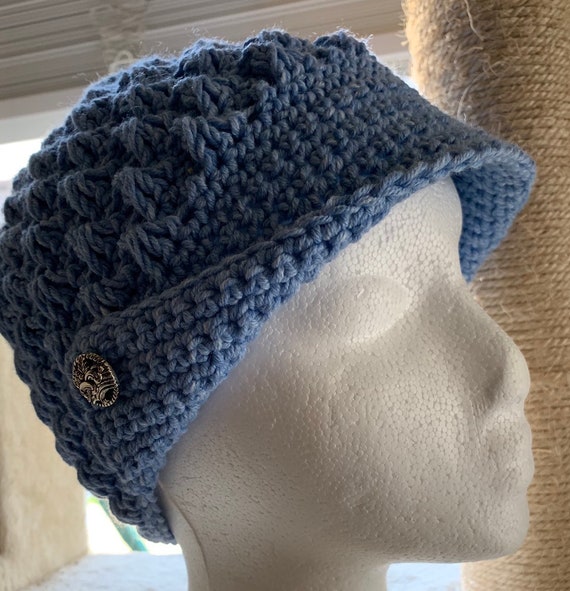 crochet cap with brim
