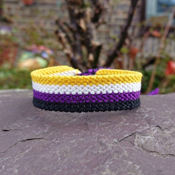 pics Yellow White Purple Black Pride yellow white purple woven macrame
