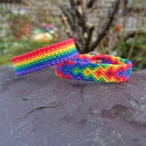 LGBTQIA+ Gay Pride Rainbow Flag or Arrowhead Friendship Bracelet,  Tie-On Adjustable Woven Macrame Cotton Bracelet, Gay Pride Jewellery