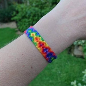 LGBTQ+ Pride Rainbow Flag/Arrowhead Friendship Bracelet: Woven Braided Macrame Cotton, Adjustable One-Size Tie On image 5