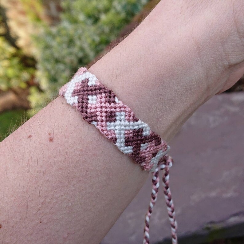 Pink Adjustable 6-9 inch Macrame Bracelet Brown and White Plait Style Friendship Bracelet Surfer Beachwear Small Anklet Woven Bracelet