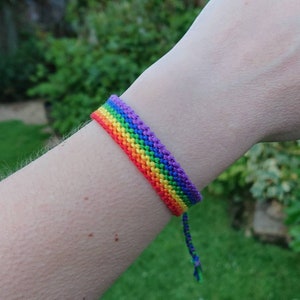 LGBTQ+ Pride Rainbow Flag/Arrowhead Friendship Bracelet: Woven Braided Macrame Cotton, Adjustable One-Size Tie On image 4