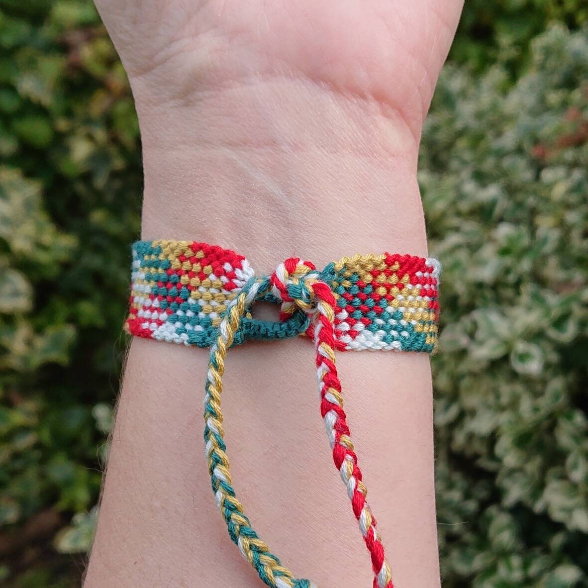 Red Gold Teal and White Plaid Cotton Friendship Bracelet - Etsy UK