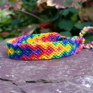 LGBTQ+ Pride Rainbow Flag/Arrowhead Friendship Bracelet: Woven Braided Macrame Cotton, Adjustable One-Size Tie On image 6