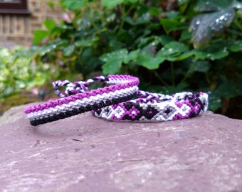 Asexual Pride Flag or Arrowhead Thin Friendship Bracelet, Woven Macrame Cotton Adjustable Tie-On Ace Bracelet, LGBTQIA+ Pride Jewellery