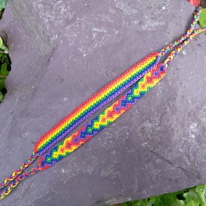 LGBTQ+ Pride Rainbow Flag/Arrowhead Friendship Bracelet: Woven Braided Macrame Cotton, Adjustable One-Size Tie On image 7