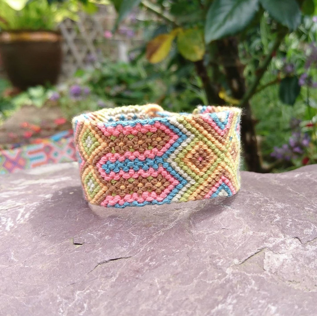 Tribal Cuff Friendship Bracelet Multicolour Macrame Cuff Etsy
