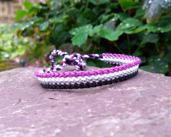 Asexual Pride Flag/arrowhead Friendship Bracelet: Woven Macrame