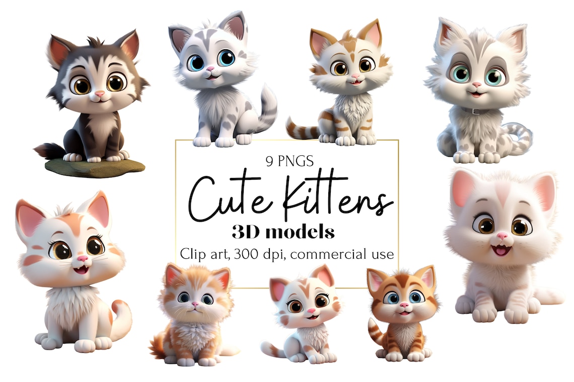 Cute Kitten Clipart Kitten 3d Model Clip Art Kitten Printable Cute Cute Kitten Clipart Kitten 3d Model Clip Art Kitten Printable Cute