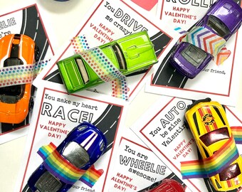 AFDRUKBARE Valentijnskaarten! Voeg gewoon een speelgoedauto toe. Digitale download!