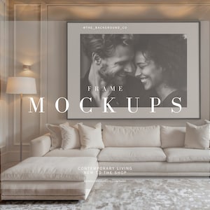 Modern Contemporary Frame Mockups | Gallery Wall Mockup | Interior Room Mockup | Wall-Art Display | Easy Photoshop Template Marketing Tool