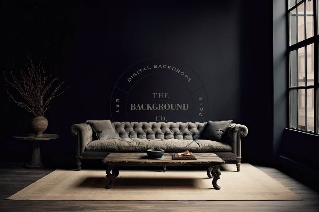 10 Digital Room Mockups & Backgrounds Black Wall Living Rooms Backdrops