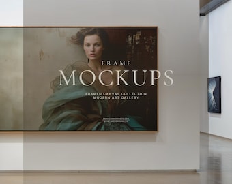 Modern Art Gallery Framed Canvas Mockup Set, Gallery Wall PSD for Artists