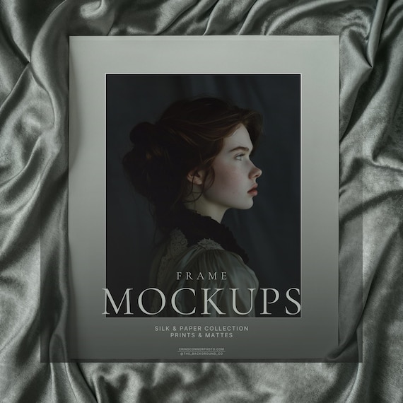 Photo Print Mockup Set, Matte Mockup Bundle, Silk and Paper Styled Scenes, Vertical Square Deckled Edge PSD