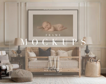 French Country Nursery Frame Mock-Ups for Newborn Art & Photography | Realistic Frames + Easy Drag-N-Drop Wall-Art Presentation