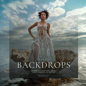 Venus Muschel Digitale Hintergründe | Aphrodite Conch Backdrop für verträumte Mutterschaft, Fine Art, & Fantasy Verbundstoffe