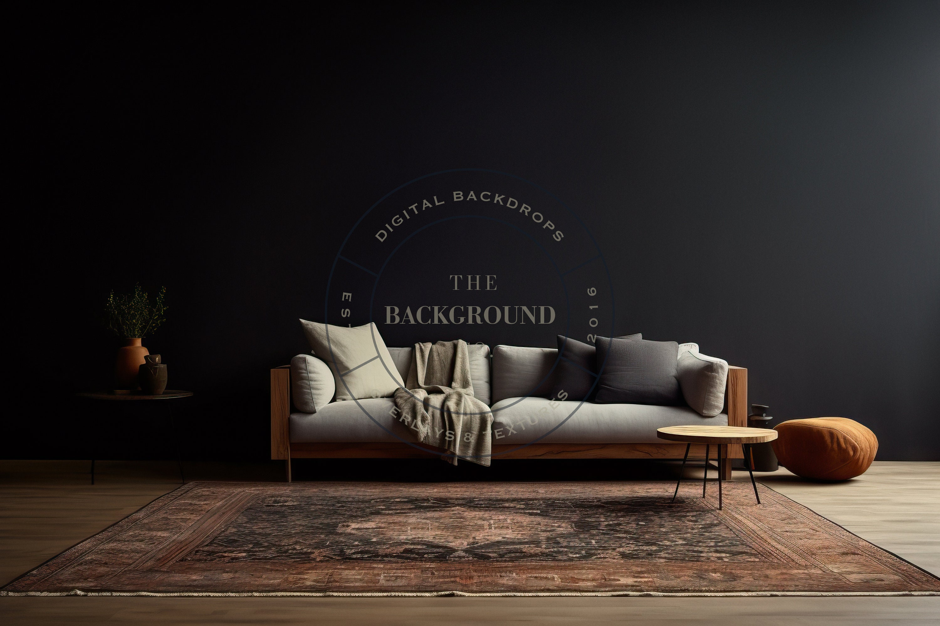 10 Digital Room Mockups & Backgrounds Black Wall Living Rooms Backdrops ...