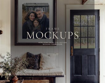 Modern Farmhouse Entryway Wall Art Mockup Set, Heirloom Entry Interior, Vertical and Horizontal Frame PSD