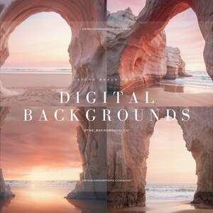 Pink Beach Archways Digital Backgrounds | Artistic Backdrops for Composites | Sunset Sunrise Photography Backgrounds | Fine Art Maternity