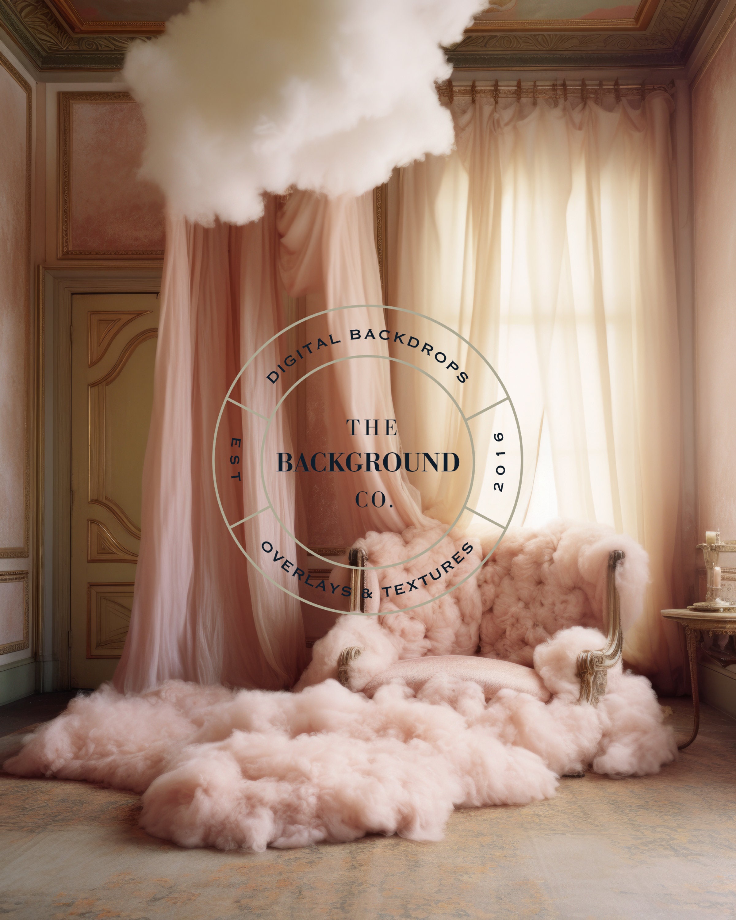 Whimsical Dainty Pink Cloud Rooms 10 Digital Backdrops Simple Vintage
