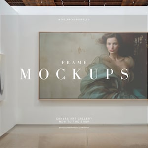 Gallery Wall Framed Canvas Mockups for Art & Photography | Contemporary Museum Professional Wall Art Display | Square Horizontal PSD Frames