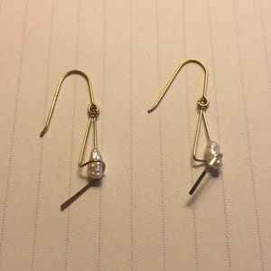 14k Gold + Real Raw Pearl Dangle/Drop Earrings