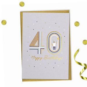 40 - Carte de joyeux anniversaire, carte de 40e anniversaire