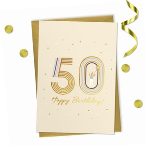 50 - Carte de joyeux anniversaire, carte de 50e anniversaire
