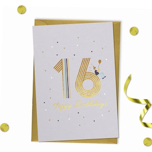 16 - Happy birthday Card, 16th birthday card