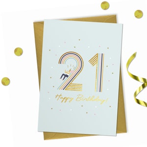 21 - Carte de joyeux anniversaire, carte de 21e anniversaire