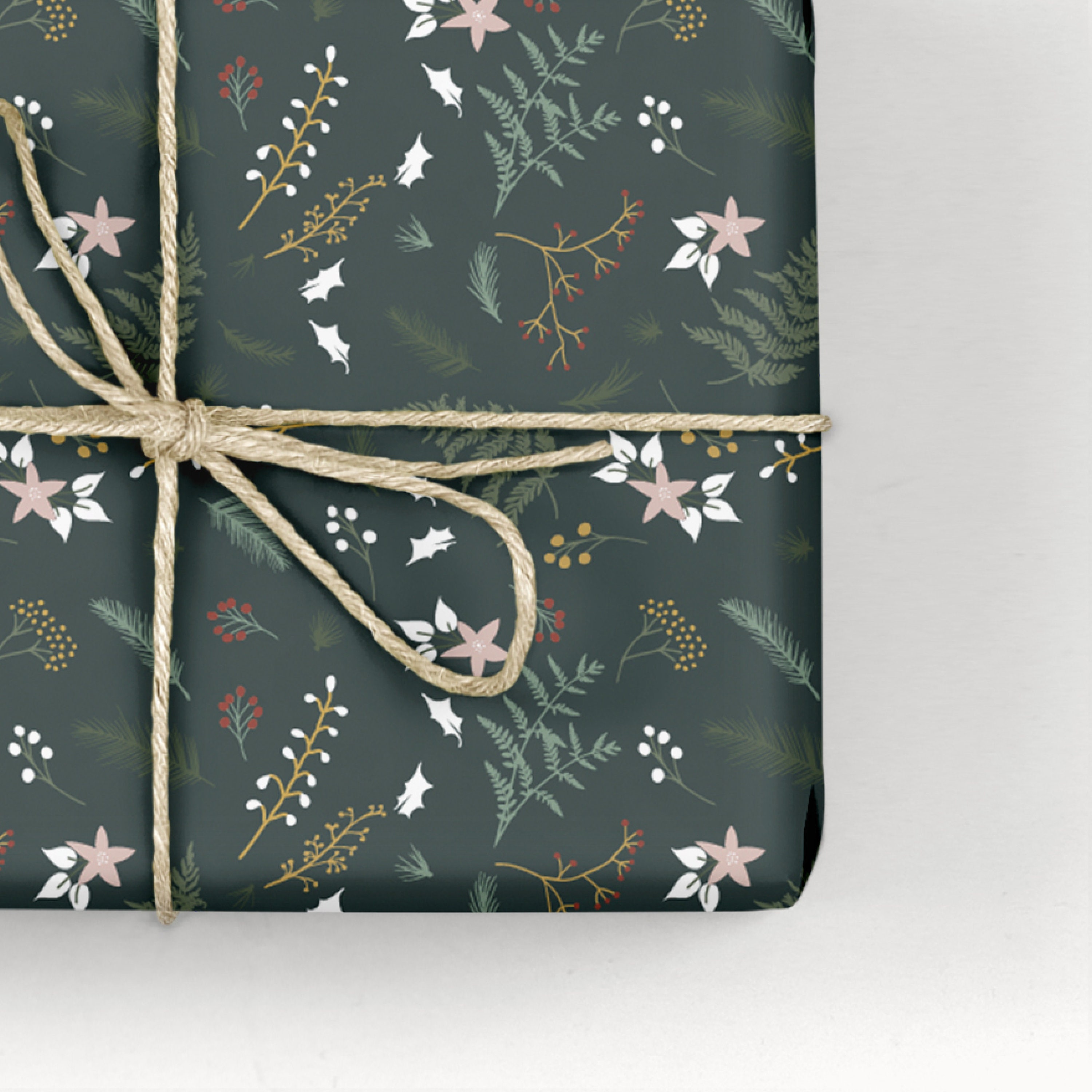 Vintage Sage Green Pinstripe Christmas Wrapping Paper, Christmas