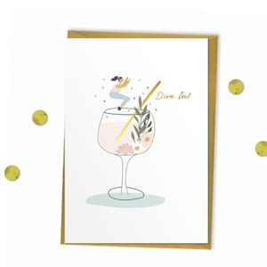 Immergiti - Biglietto di auguri, biglietto di auguri di compleanno a base di gin