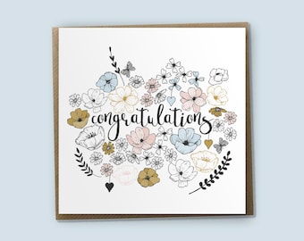 Congratulations Card, Well Done Card, Wedding Card