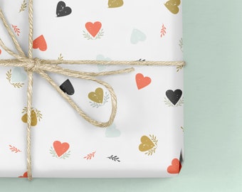 Heart Wrapping Paper / Gift Wrap - Tabitha's Garden - Bright Hearts