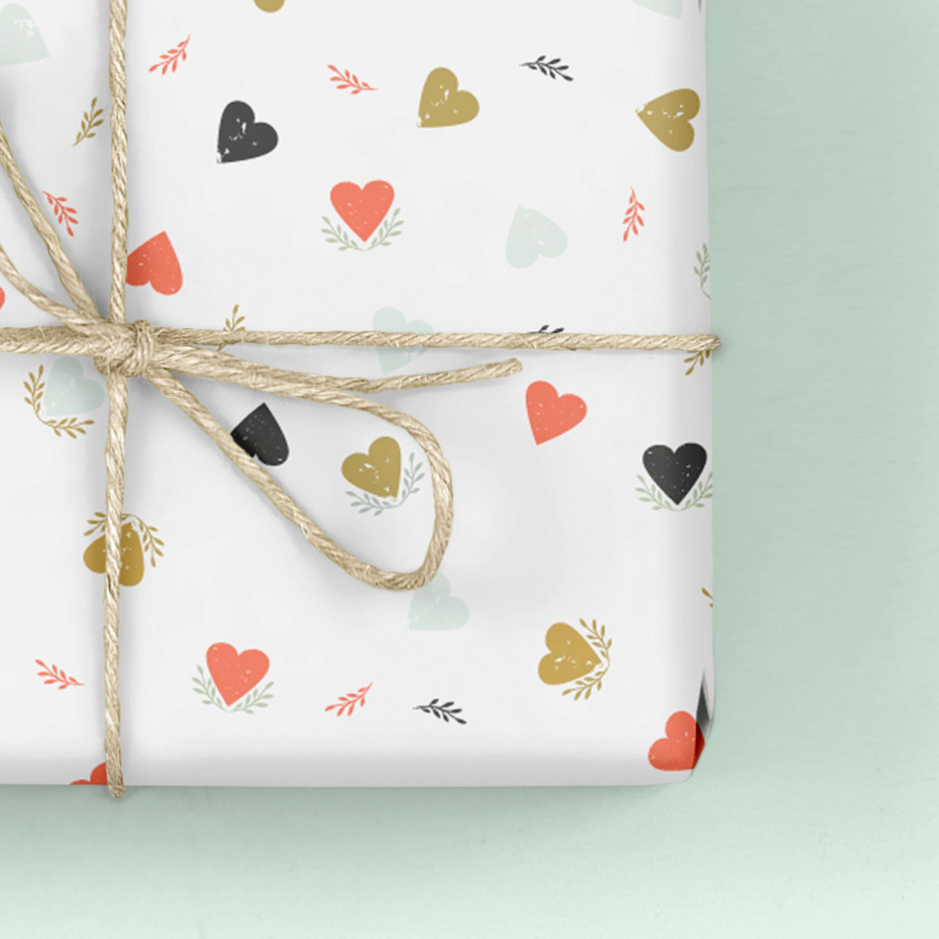Love Hearts VALENTINES GIFT WRAP Set, Red Hearts Wrapping Paper Gift Wrap  Set, Wrapping Paper Set, Valentines Gift 