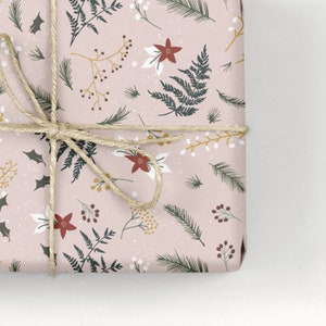 Christmas Wrapping Paper / Gift Wrap - Berry and Bright - Blush