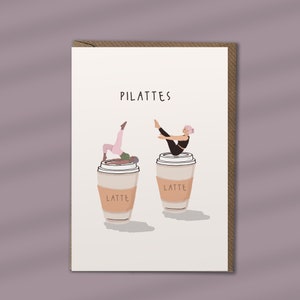 Pilattes: gelukkige verjaardagskaart, pilateskaart, pilatesverjaardagskaart, lattekaart