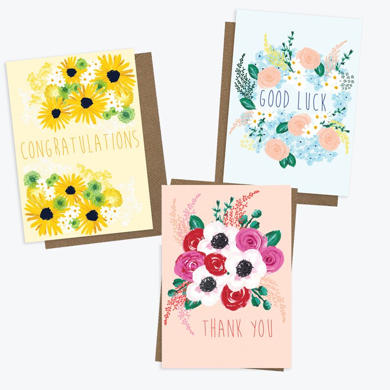 thinking of you card congratulations card with love card thank you card just a note card Set of 6 greetings cards good luck card