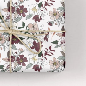 Floral Wrapping Paper / Gift Wrap - Tabitha&#39;s Garden - Hellebores