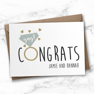 Personalised engagement card, congratulations card, wedding card