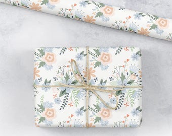Floral birthday wrapping paper, gift wrap, birthday gift wrap, wrapping paper sheet, wedding gift wrap