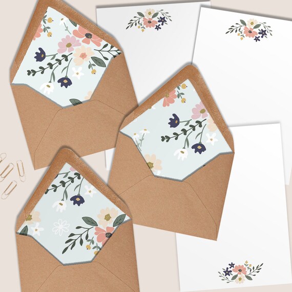 Boxed Writing Set With 10 Lined Envelopes and Matching Writing Etsy