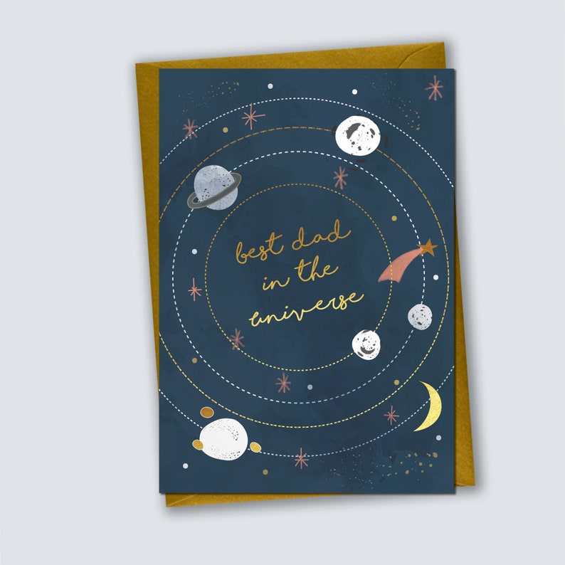 Best Dad in the Universe Card for Dad, Dad Birthday Card image 1