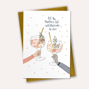 ¡Que comiencen las celebraciones! - Tarjeta del Día de la Madre, Tarjeta del Día de la Madre con Gin