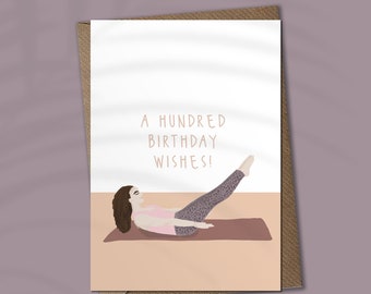 A Hundred Birthday Wishes - Happy Birthday Card, Pilates Card, Pilates Birthday Card