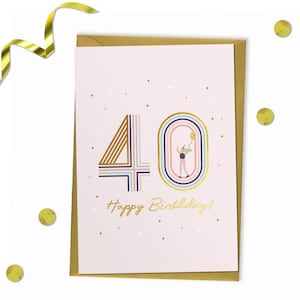 40 - Carte de joyeux anniversaire, carte de 40e anniversaire