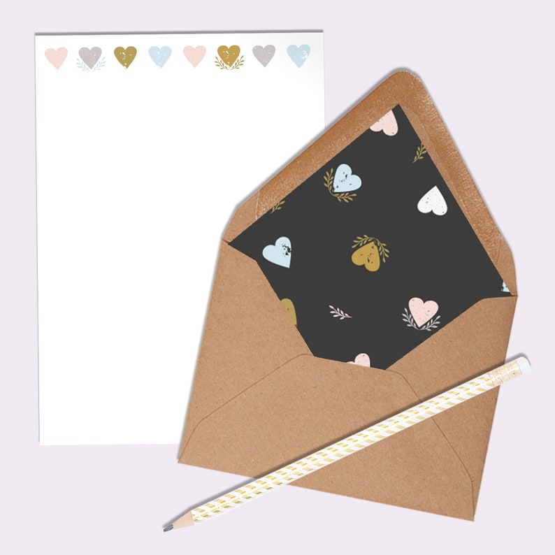 Boxed set of 10 lined envelopes with matching writing paper Etsy